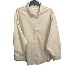Gold Label 4XT Shirt Tan Beige Textured Non-Iron Pocket Resists Fading Shrinking